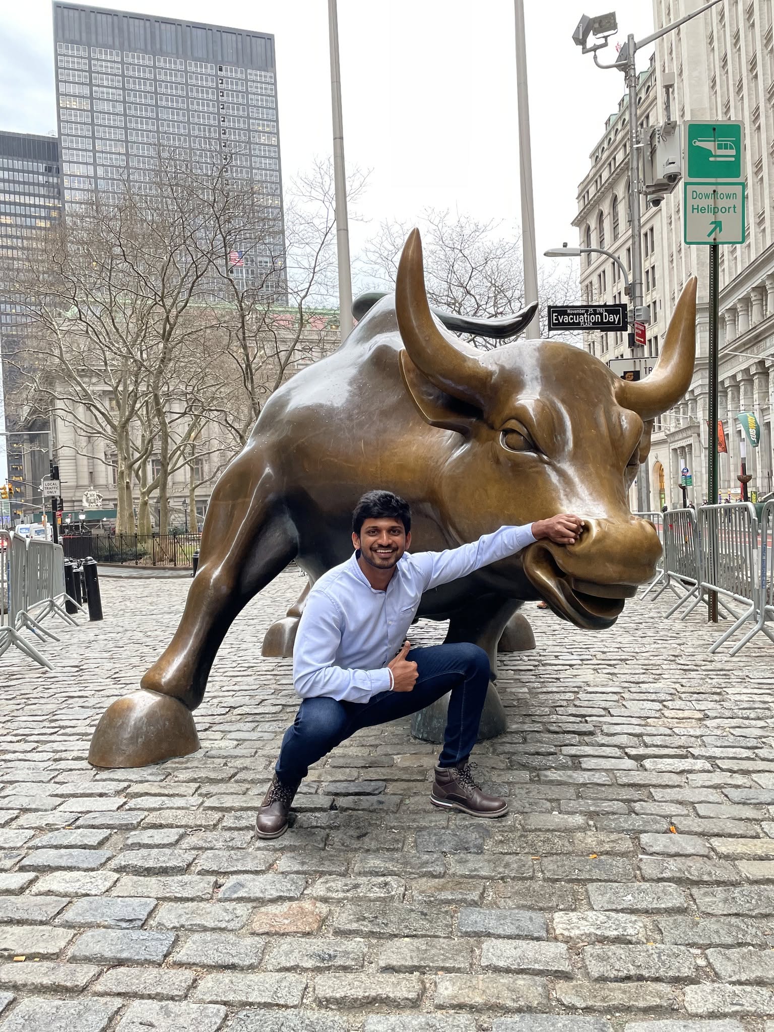 Damith at the Charging Bull, Wall Street, New York